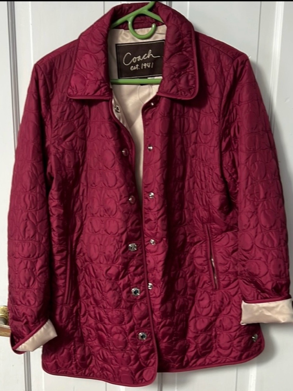 Coach Quilted Puffer Jacket in Burgundy